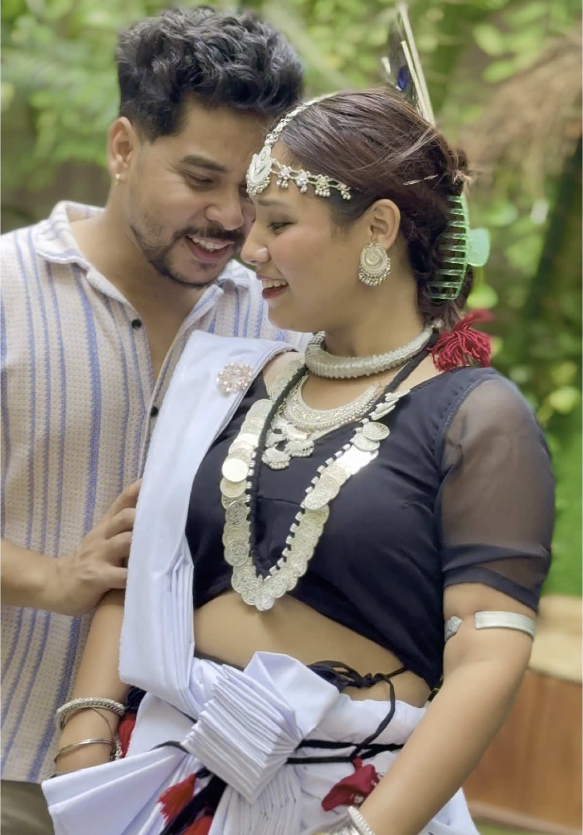 A post by @sushmashrestha610 on TikTok caption: Man waa me bethoo♥️@Naresh Chaudhary #sushmafam🌍 #tiktoknepal #hey🙈🙊❤️ #trending #viral #idonotchaseiattractmoreopportunities🧿 #tharulovesong #bhojpurisong 