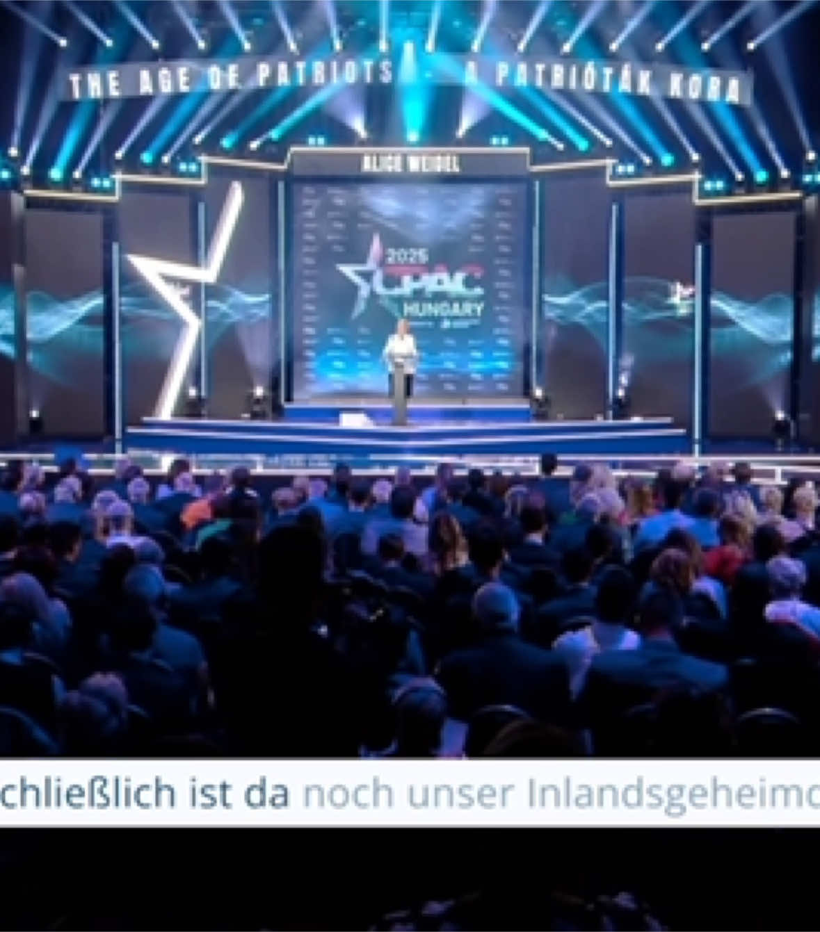 A post by @alice_weidel_afd on TikTok caption: In meiner Rede auf der CPAC in Budapest habe ich deutlich gemacht: Der deutsche Inlandsgeheimdienst entfernt sich zunehmend von seinem verfassungsmäßigen Auftrag. Statt sich auf die Abwehr tatsächlicher Gefahren zu konzentrieren, wird er zunehmend als politisches Instrument gegen die stärkste Oppositionspartei in diesem Land eingesetzt – gegen die AfD. #CPACHungary #CPAC #AfD #opposition #demokratie #rechtsstaat #vertrauen #verfassungsschutz #deutschland #freiheit #jetztafd #weidel #alternativefürdeutschland 