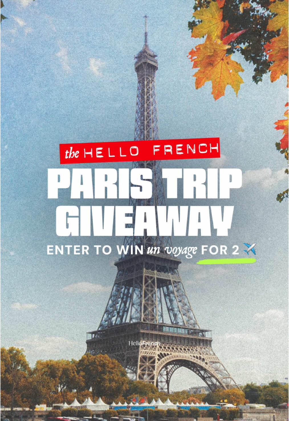A post by @hellofrenchnyc on TikTok caption: #GIVEAWAY 🇫🇷 Want to win a trip to Paris for 2? ✨ We’re teaming up with @Air France to send one lucky winner (and their travel bestie) on the French getaway of a lifetime! 💫 HOW TO ENTER: ✔️ Follow us on Instagram and TikTok @hellofrench ❤️ Like this post 💬 Tag your travel bestie and share in the comments why you’d love to win this Paris trip 🔗 Fill out the form in our bio Bonne chance les ami•es / Good luck friends! 📅 Ends June 22 | Winner: June 23 🇺🇸 T&Cs apply: Must be a U.S. legal resident, 18 or older with a valid passport. No purchase necessary #ParisGiveaway #ParisTrip