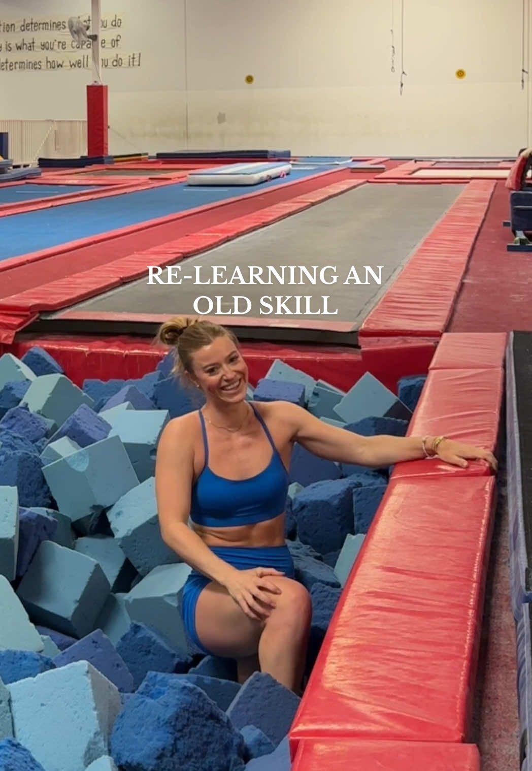 A post by @graciekramer8 on TikTok caption: Love learning my old skills with y’all🤸🏼 Should i put her on a mat next time ?!? Also i hope you enjoy the vacuum white noise lol #gym #gymnastics #flip #tutorial #tumble #track #training #vlog #DayInTheLife 