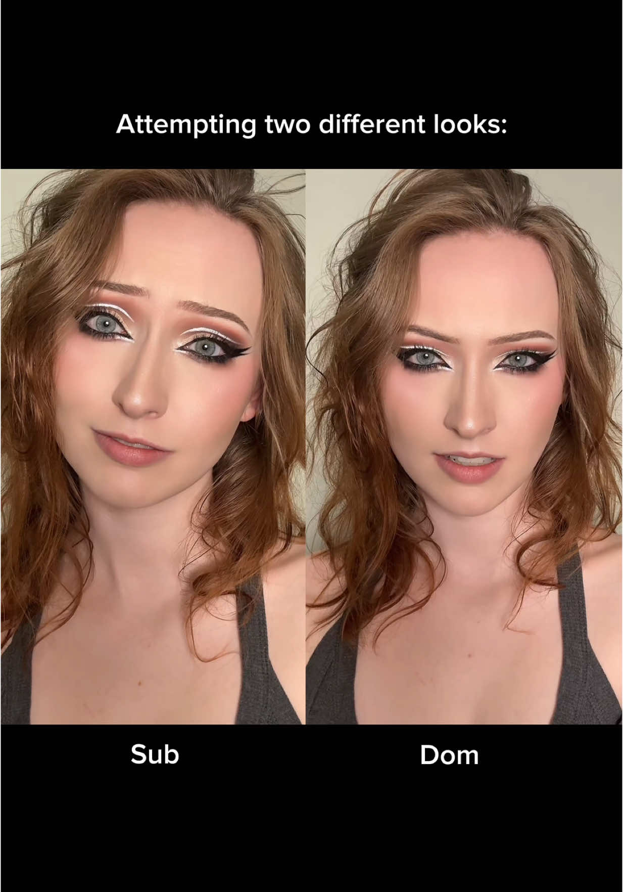 A post by @maisielynnie on TikTok caption: Switching it up, if you catch my drift. 😉 #mamamaisie #sireneyes #doeeyes #acting #actingchallenge #actress #makeup #makeuplook 