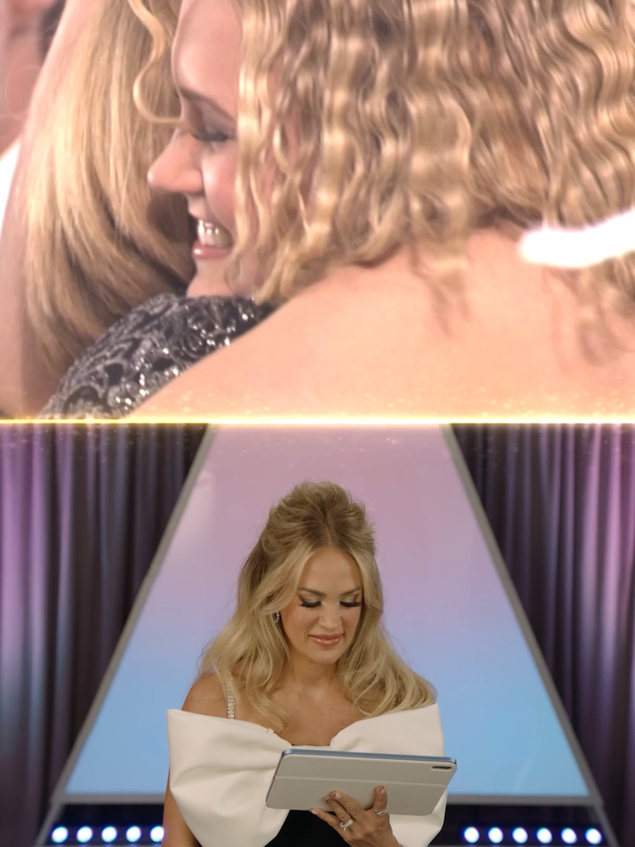 A post by @americanidol on TikTok caption: 🥹 Carrie wanted her mom onstage❣️ @carrieunderwood #idoltoicon #americanidol