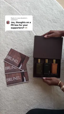 A post by @jastookes on TikTok caption: Replying to @Joza Ibrahim  PR BOX GIVEAWAY!  Here’s how to enter: 1. Follow Brunel on Instagram & TikTok 2. Tag 3 friends on this video 3. Reshare this video to your IG stories Submissions close this Friday!🤎