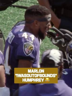 A post by @nfl on TikTok caption: still blurt this out randomly 😭 #marlonhumphrey #baltimore #ravens #micdup #nfl @marlonhumphrey3