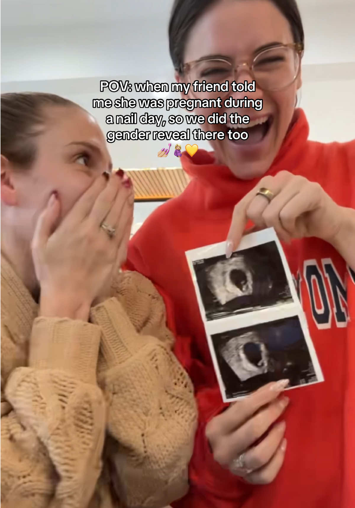 A post by @rachsullivan__ on TikTok caption: Does the baby meet and greet have to be at the nail salon too now 😂