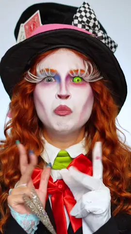 A post by @whosbeth_ on TikTok caption: Movie Alphabet Makeup Challenge: A is for Alice in Wonderland✨ #makeup #madhatter #aliceinwonderland #disney #cosplay #moviechallenge 