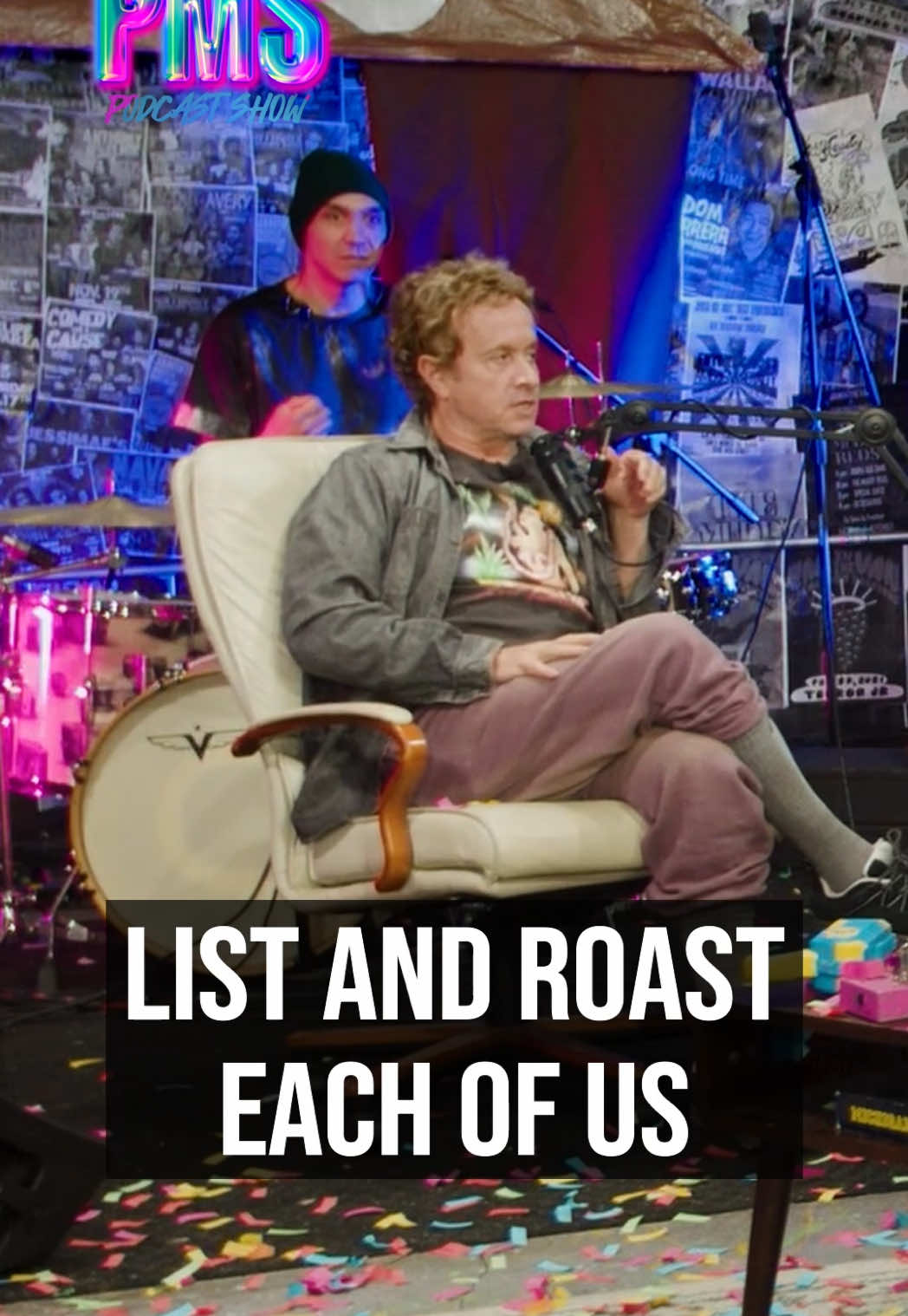 A post by @paulyshore on TikTok caption: It's a new PMS Podcast Show! The art of roasting with David Lucas. Plus special guest rap and hip-hop artists Blackillac (ZEALE and Phranchyze). Check it out, dooodzzz.