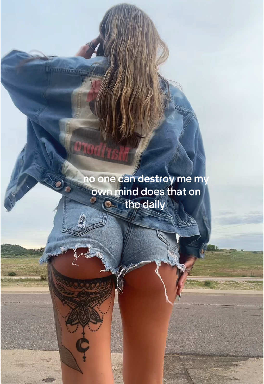 A post by @thegothicgemini on TikTok caption: A moment for this Marlboro jacket I found at the thrifts 🖤