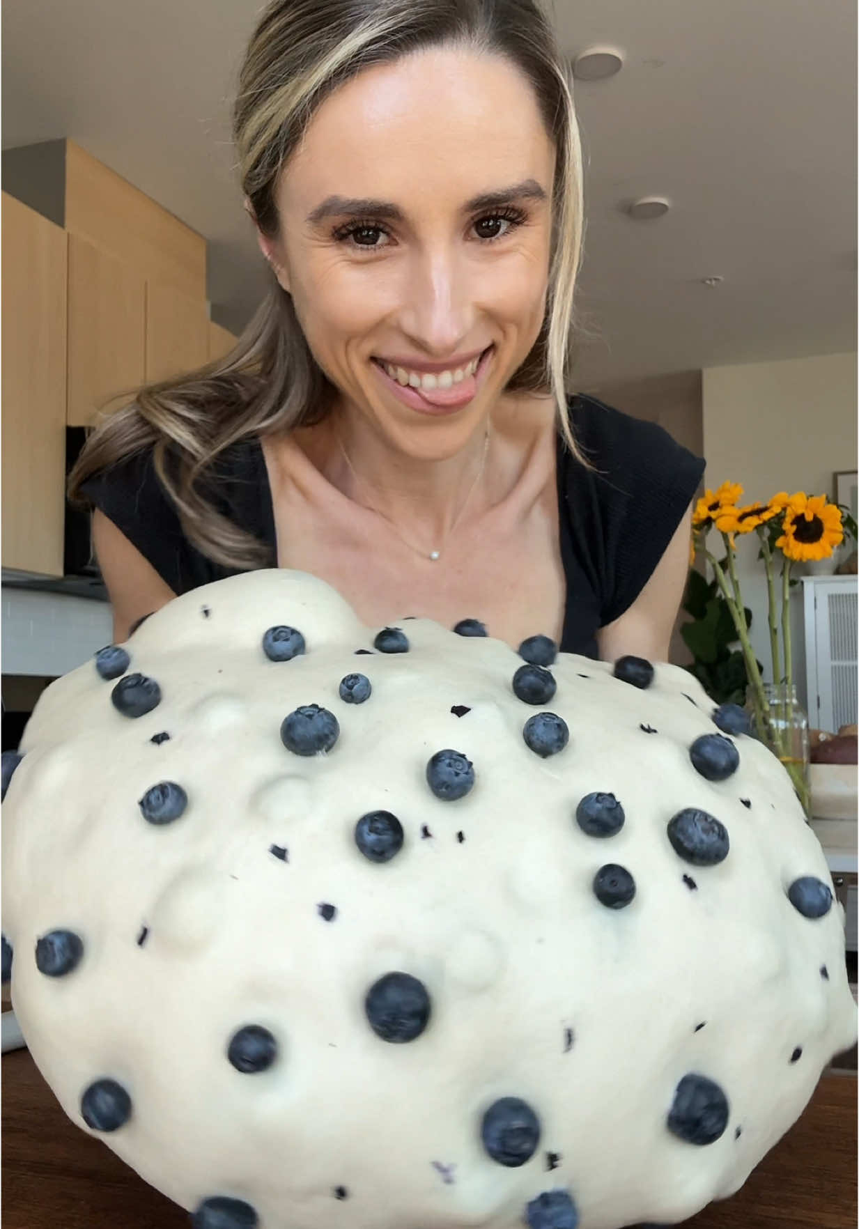 A post by @jeshastevens on TikTok caption: Blueberry sourdough AND homemade whipped brown honeycomb butter 🦋 #bread #sourdough #butter #honey #baking 