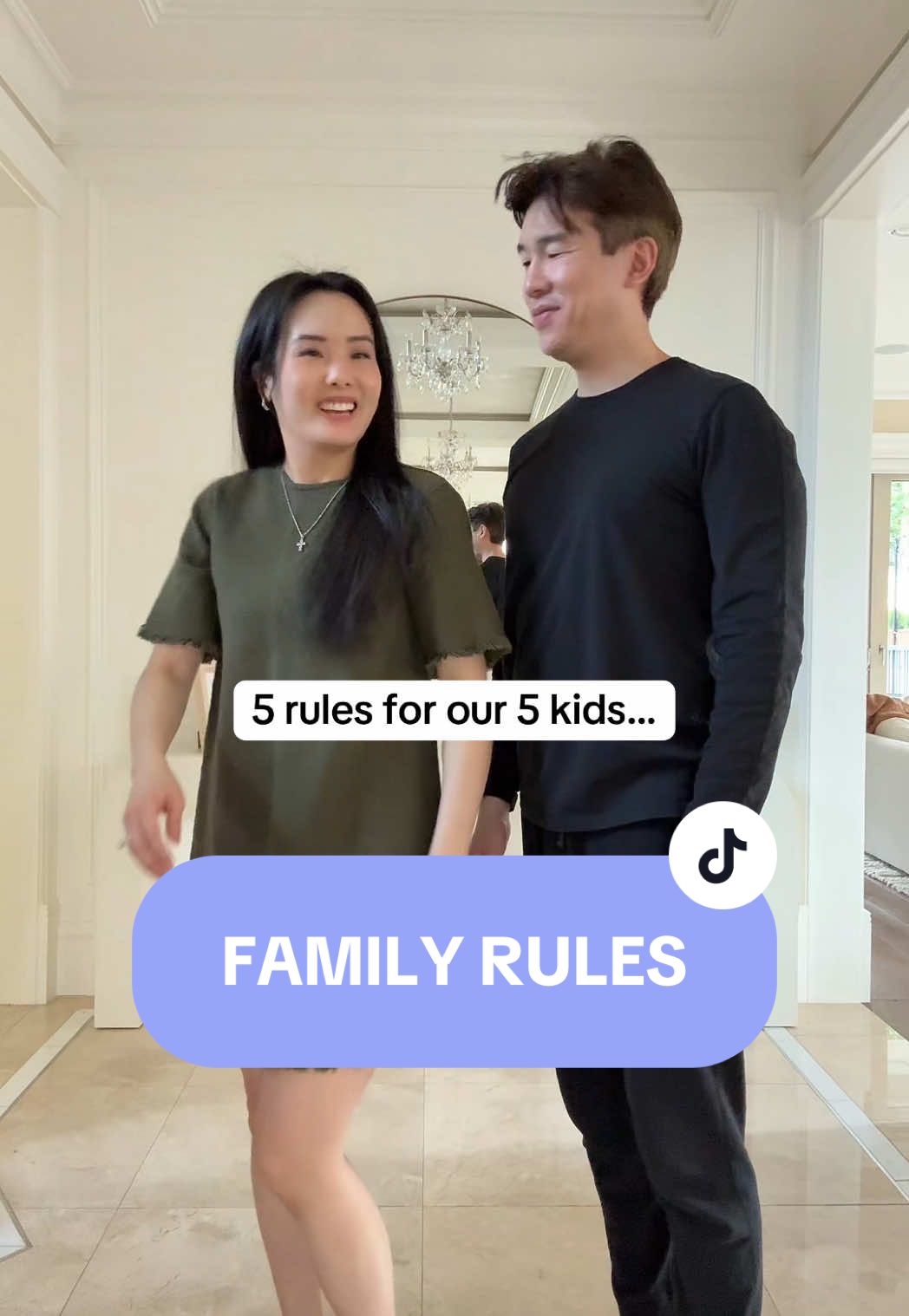 A post by @ongsquad on TikTok caption: Are we too strict? #FamilyRules #MomOf5 #BigFamily #StrictParents #ParentingStyle 