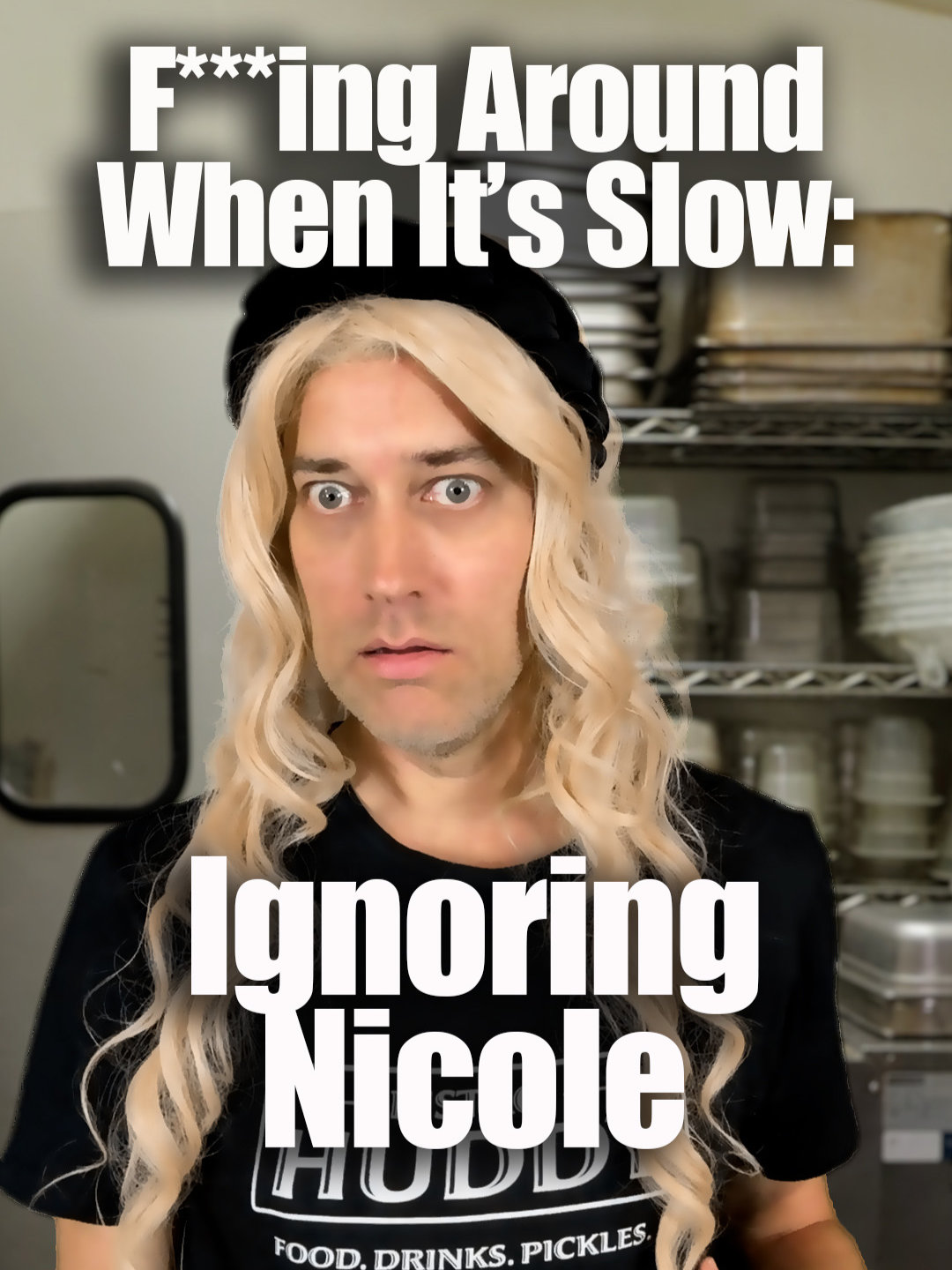 A post by @drew_talbert on TikTok caption: She had it coming, but that doesn't mean they won't pay for this (co-write w/ @andrea.kelley) #restaurantcomedy #bistrohuddy #serverlife #ignored