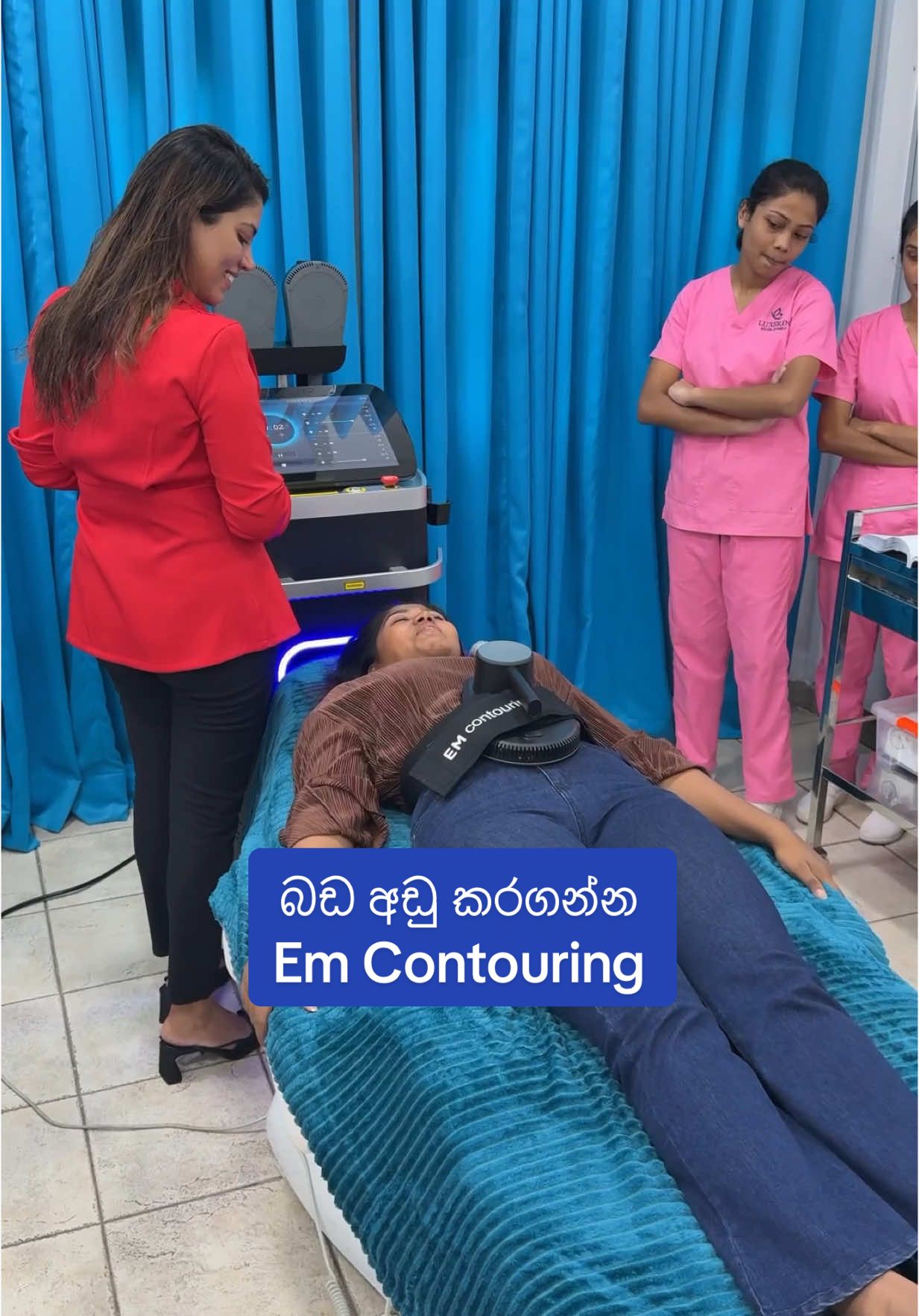 A post by @stories_of_lash on TikTok caption: බඩ tone කරගන්න machine එකක් 😍❤️ . #storiesoflash #tiktokentertainment #cosmetic #skinclinic  Em contouring Sri Lanka @Luxskin By Dr.Dineli 