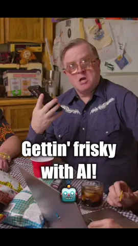 A post by @trailerparkboysofficial on TikTok caption: On the latest #ParkAfterDark: The Boys get dirrrrty with an AI chatbot! Now streaming at SwearNet 🤖 #trailerparkboys #AI