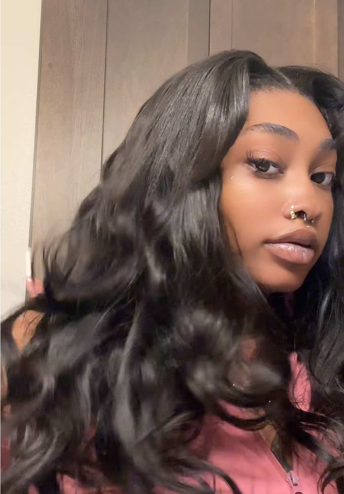 A post by @thekharmalou on TikTok caption: My FIRST U Part Wig from @Recoolhair , Use code "TK20" get extra 20% off #recoolhair #wiginstall #gluelesswig #upartwig  
