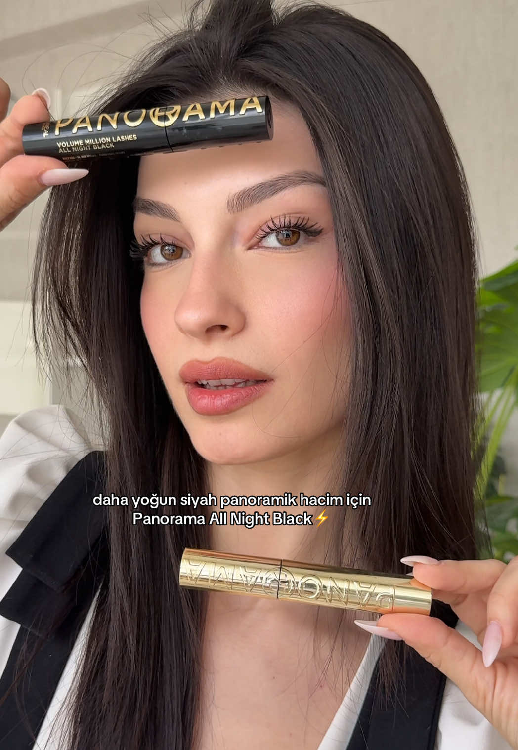 A post by @demiirhaan on TikTok caption: İlk günden beri çok severek kullandığım Panorama Maskara🌟 Yeni ve yoğun siyah formülü All Night Black’e de bayıldımm 🖤 @L’Oréal Paris #işbirliği #lorealparismakeup
