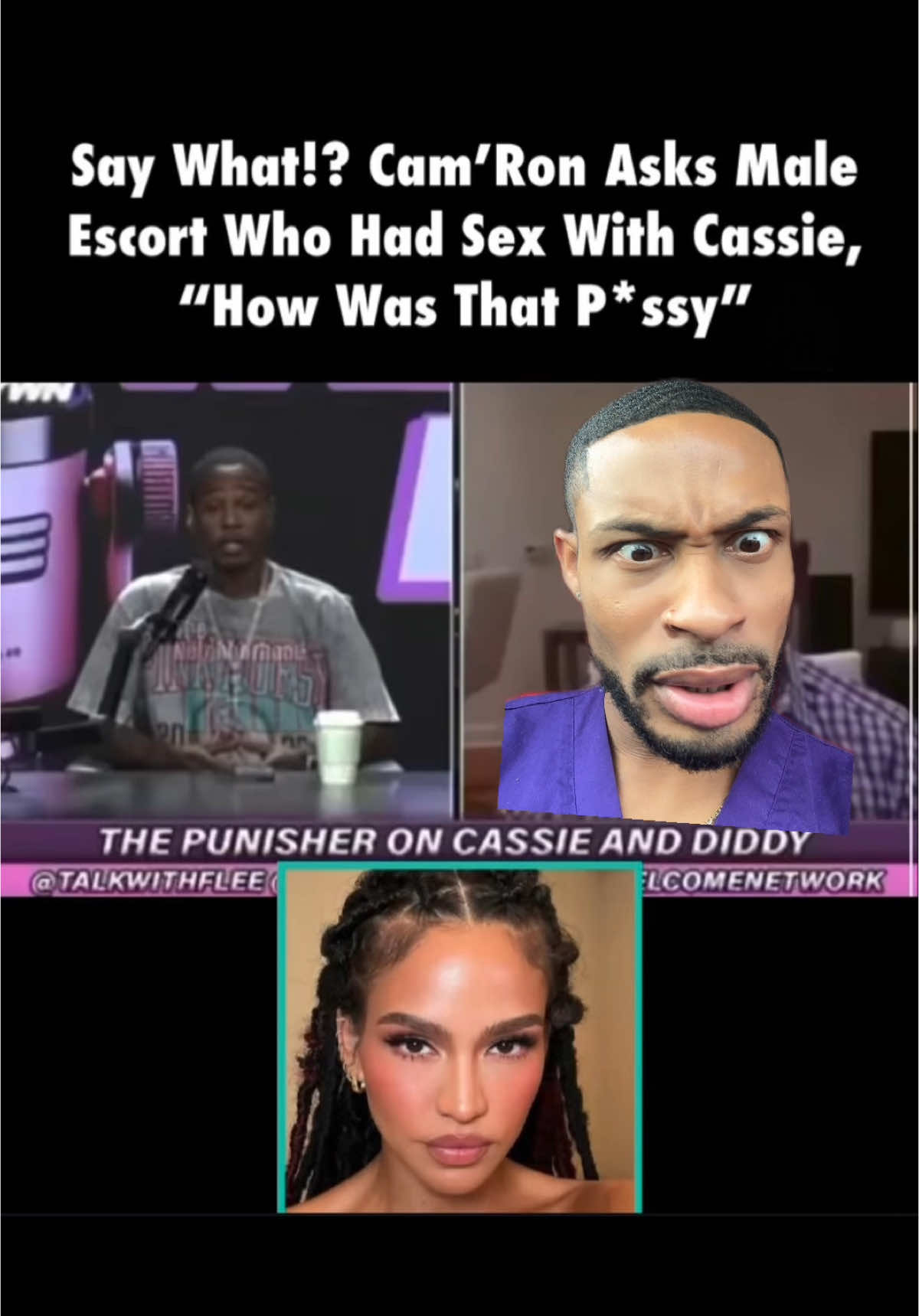 A post by @traslick on TikTok caption: WEIRDOOO 🙄 #camron #Cassie #Diddy #greenscreen 