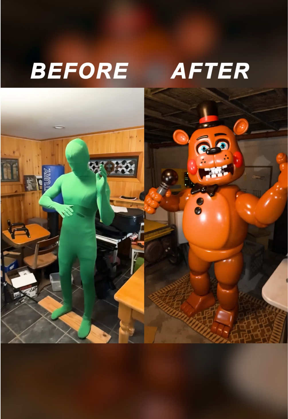 A post by @joshvfx on TikTok caption: Bite of ‘25 behind the scenes 🐻 #fnaf #behindthescenes #vfx 