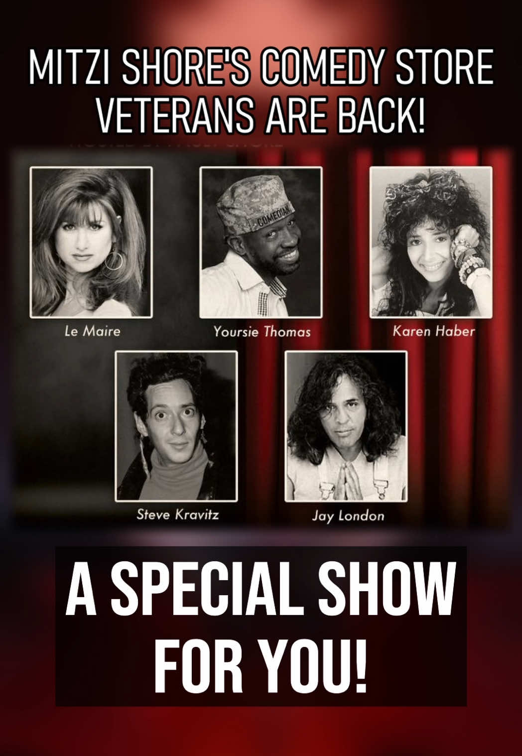 A post by @paulyshore on TikTok caption: Thursday in the Belly Room, it’s The Comedy Store Alumni Show. Kill Tony is about discovering new talent. The Alumni Show is about dusting off the old talent. And seeing if these old alumni are still funny and still got it. Funny has no age, right? Join me and The Comedy Store alumni: Jay London, LeMaire, Steven Kravitz, Yoursie Thomas, and Karen Haber. After they do their sets, I’m gonna bring them all on stage for a Q&A with the audience. Thursday, June 5th. 8pm in the Belly Room, doodzz.