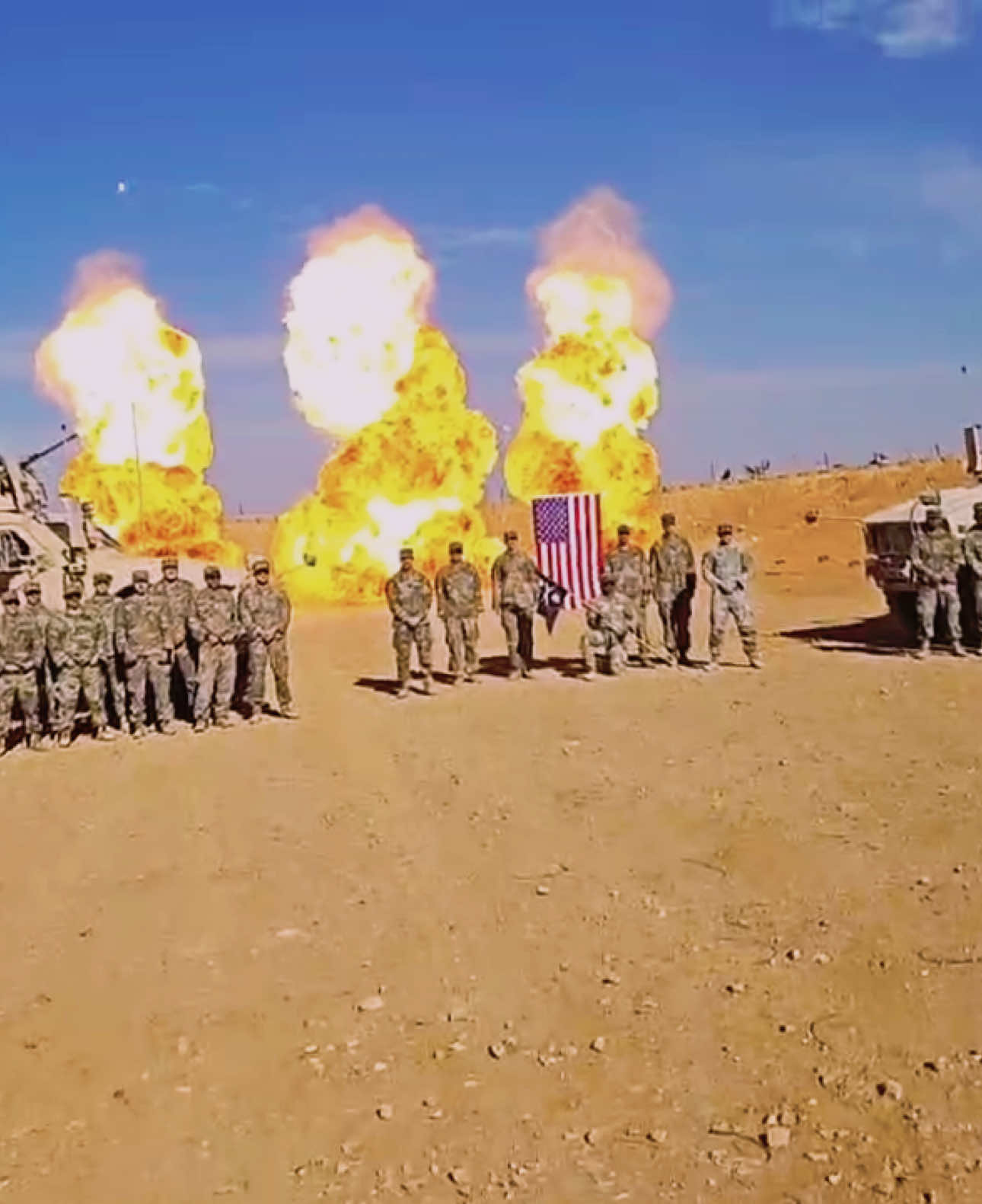 A post by @infantry11 on TikTok caption: Let the world burn #army #infantry #gwot #military #fire #death #destructive #war #love #hate #usa