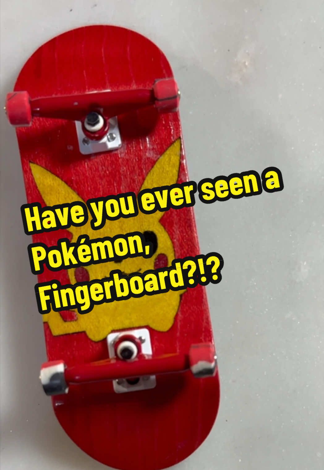 A post by @fb.christopher on TikTok caption: My wife’s new #pokemon fingerboard! #fingerboard #fingerboardingontiktok #fingerboarder #fingerboarders #techdeck 