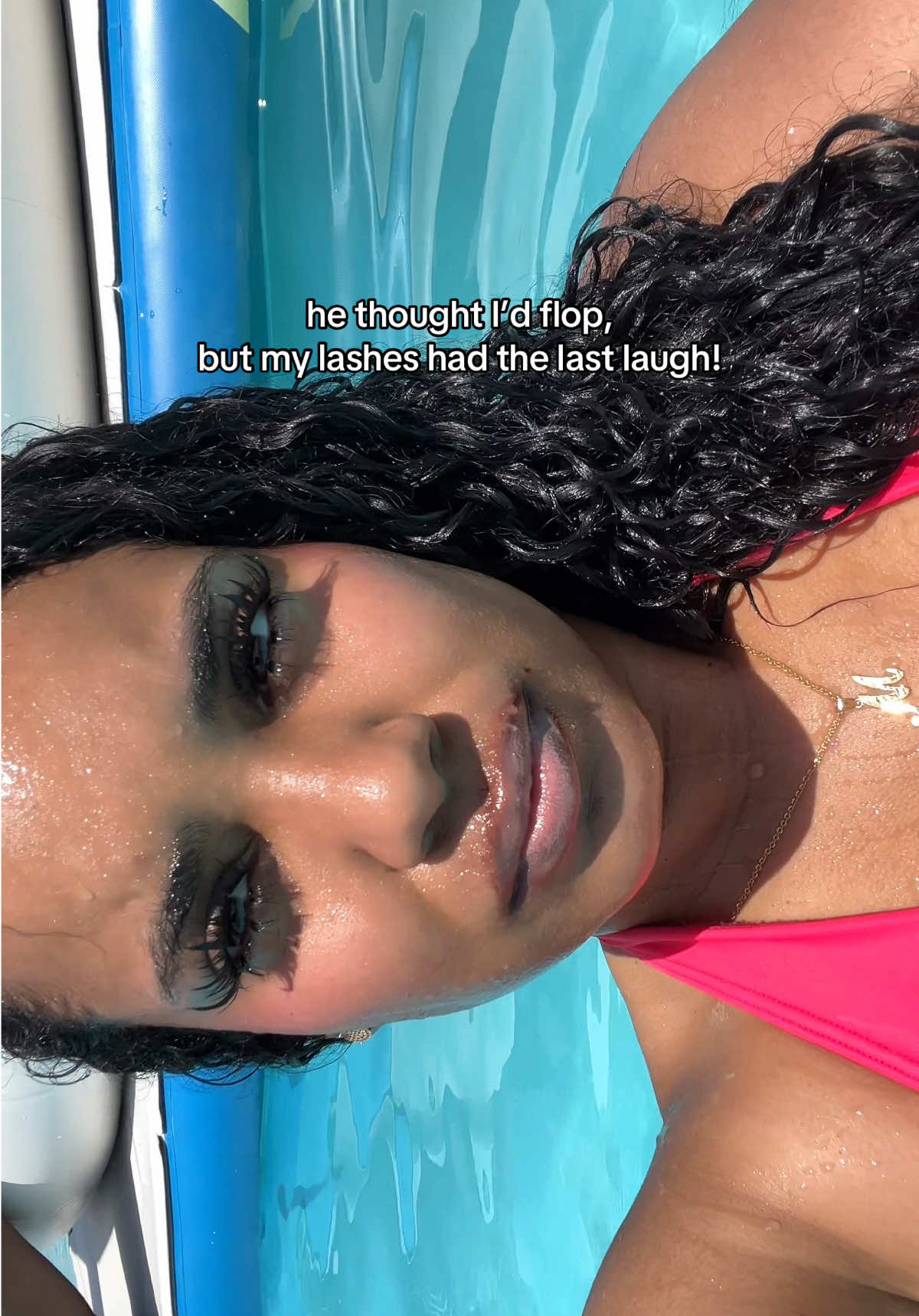 A post by @moriahkaelyn on TikTok caption: *laughs in waterproof lashes*