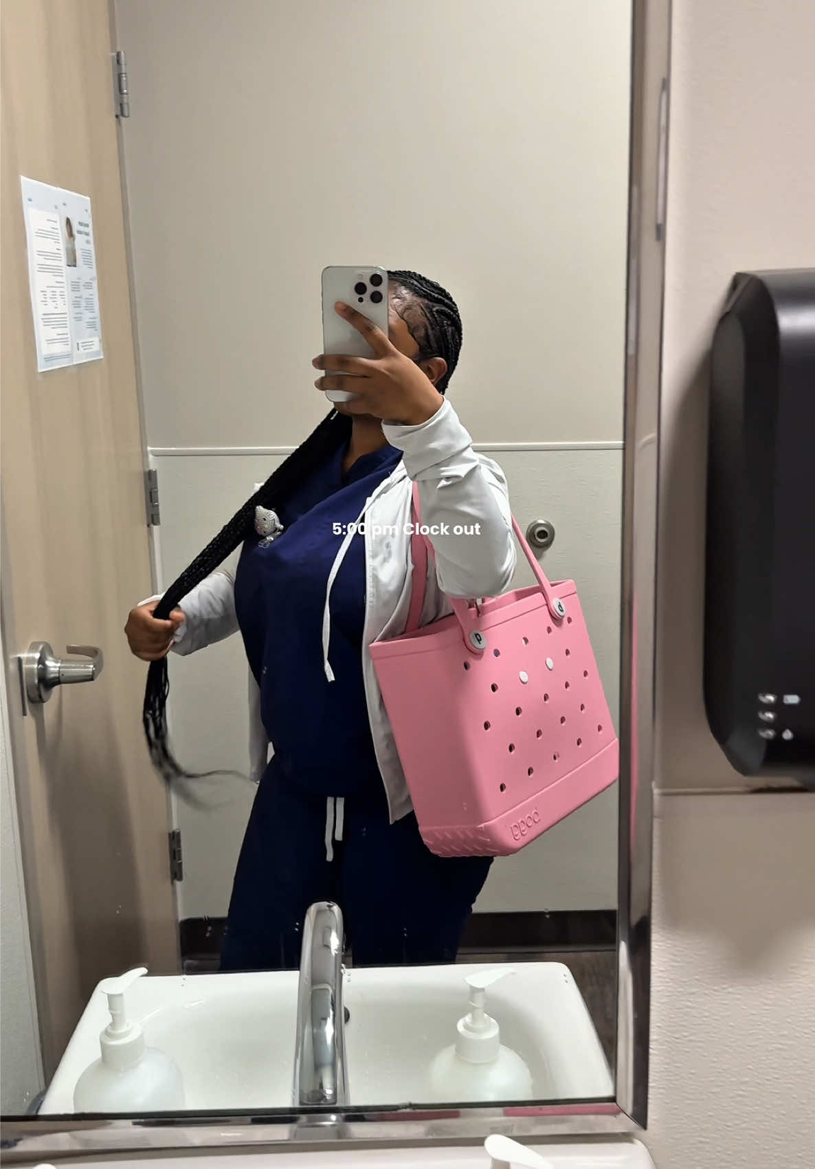 A post by @makaylashykia on TikTok caption: spend a day with me at work 💕 #fyp #minivlog #blackgirltiktok #healthcare 