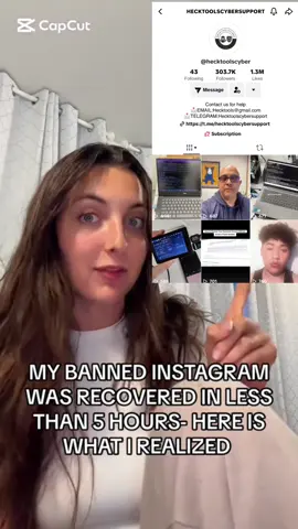 A post by @hecktoolscyber on TikTok caption: I lost my Instagram account but got helped from #hecktoolscyber  #instagramrecovery #howtorecoverinstagramaccounts #fyp  