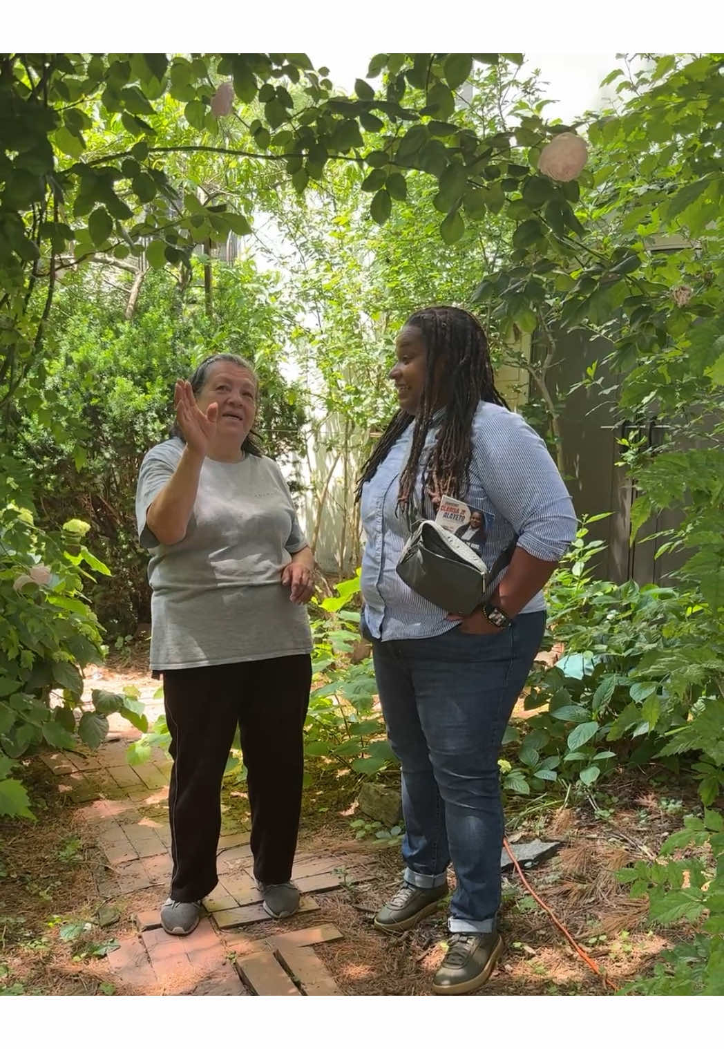 A post by @coolriss on TikTok caption: At Maggie’s Garden today in East Harlem, where community grows from the ground up 🌱 We need to protect spaces like this. Development can’t come at the cost of our green spaces and our people. When we nurture our neighborhoods with care and intention, we grow something powerful. Let’s keep planting seeds for a stronger, more united District 8. #ClarisaForCouncil #CommunityRoots #EastHarlem #SouthBronx #Fyp 