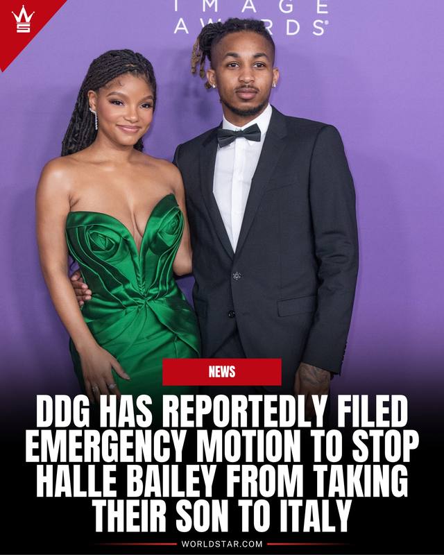 A post by @worldstar on TikTok caption: According to reports,#DDG has filed an emergency motion to prevent #HalleBailey from taking their son to Italy, claiming she poses a psychological risk to the child and is not mentally fit to care for him.  #fyp 