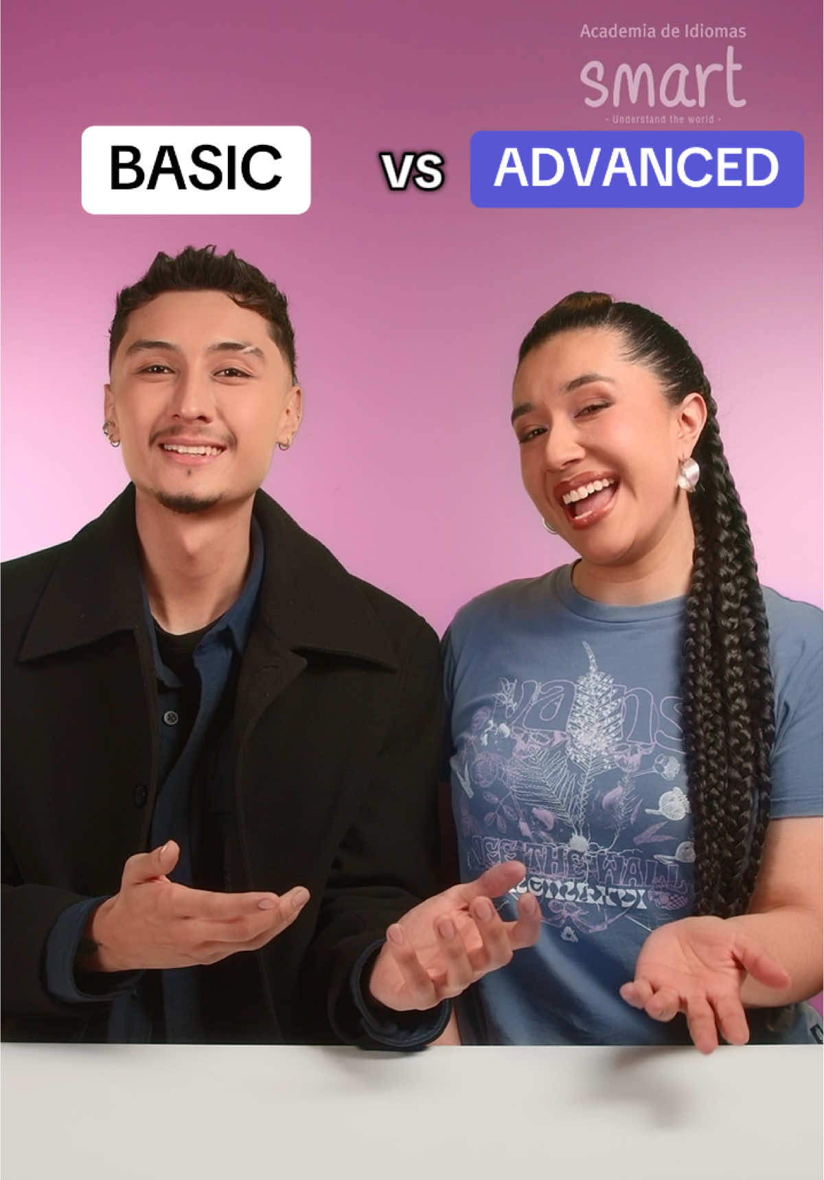 A post by @smart_academia on TikTok caption: Basic vs Advanced 😳😮‍💨 #PiensaSmart #aprendecontiktok #educacion #aprende #aprendeentiktok #idiomasdiferentes #inglesparatodos #englishteacher #english #