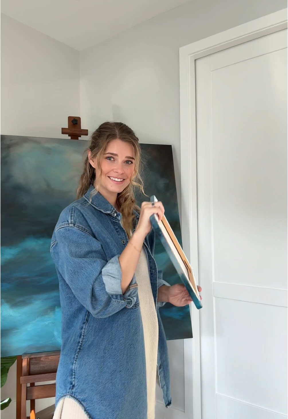 A post by @gustofwindart on TikTok caption: Really love how this painting turned out! Just have to wait for the varnish to cure then I can ship it off to its new owner!! Check out my website for commissions!  #acrylicpainting#commissionsopen#oceanartist#oceanart#seascape  