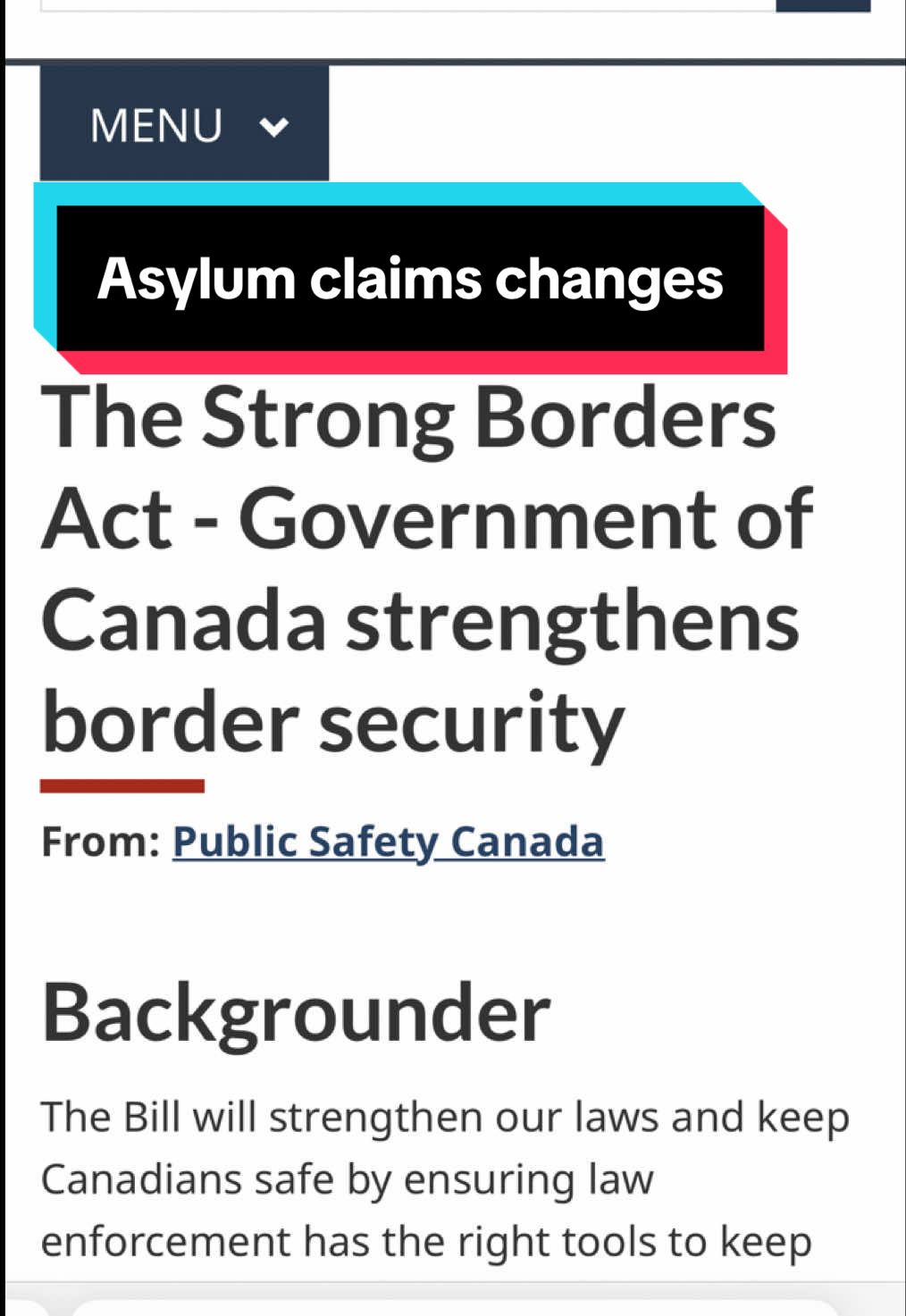 A post by @maxmedyk on TikTok caption: Immigration changes to asylum claims. What do you think? If you like this format, hit like and follow!