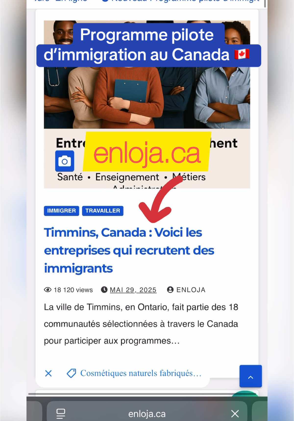 A post by @enloja on TikTok caption: Programme pilote d’immigration au Canada 🇨🇦. #senegal #cameroun #haiti #togo #algerien #ivoirien #malien #ivorien #travailleraucanada #entreprisequirecrute #canada #montreal #pourtoi #fyp #bienimmigrer 