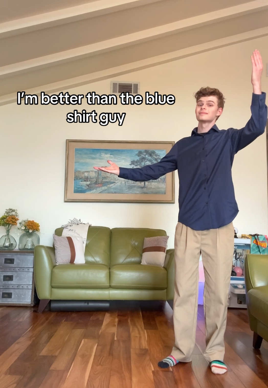 A post by @merrickhanna on TikTok caption: Imagine getting cough danced in 2025 #whiskdance #blueshirtguy #coughdance 
