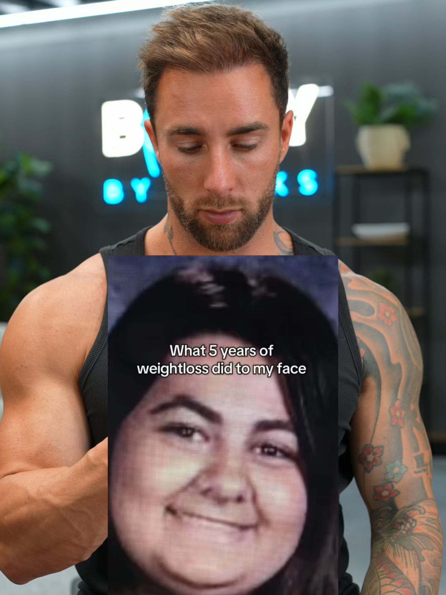 A post by @b00tybyjacks on TikTok caption: They're gonna come for me with pitchforks I know 😅 #fatloss #weightloss #reactionvideo #reaction #transformation