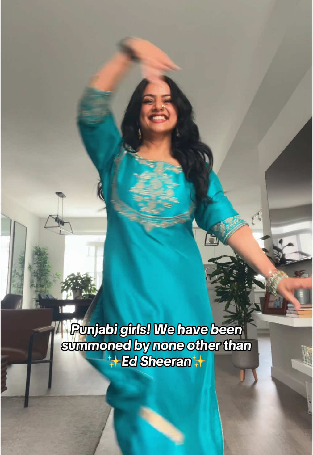 A post by @ogbhangralicious on TikTok caption: @Ed Sheeran Arijit Singh summer banger ✨DC: Yours Truly 🤗 #edsheeran #sapphire #punjabi #bhangralicious #amreengill #browngirl 