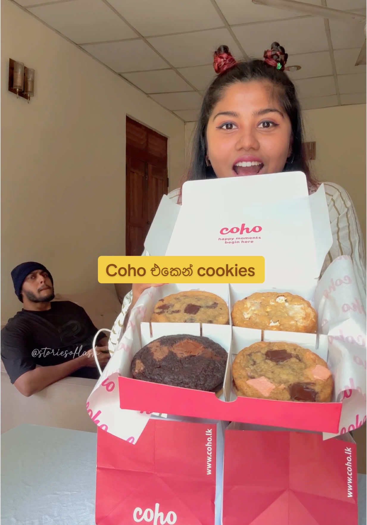 A post by @stories_of_lash on TikTok caption: අපි cookies කෑවා 😍🍪 . #storiesoflash #tiktokentertainment #Foodie #fyp #WhereToEat #cookies #cake  @coho.lk 