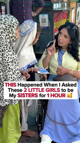A post by @theofficialgeet on TikTok caption: Kuch bahot special hua jab inn 2 pyari bachiyon ko 1 hour ke liye bahen banaya 🥰 End miss mat karna ♥️ Agar aapko mera bahen/bhai banne ka mauka mile 1 hour ke liye, kya karna chahoge? Comment me batao 🙏🏼 . Join Me to Spread Happiness 👉🏼 @theofficialgeet 🥰 . . #theofficialgeet #lovegeet #humanity #randomactsofkindness #surprise #trending #worldsmostexpensive #streetkids #tiktokpartner 