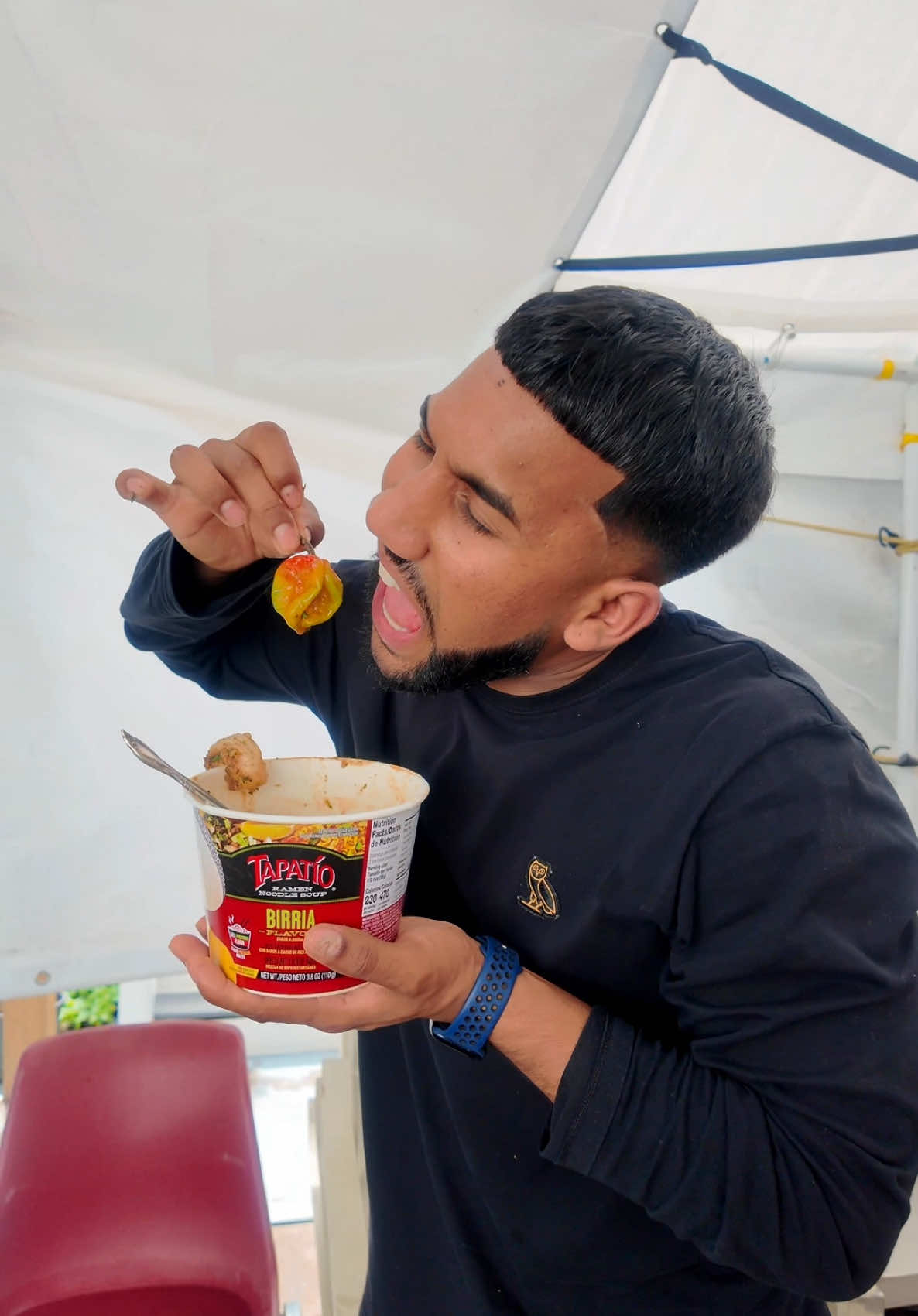 A post by @life0fjon on TikTok caption: @Tapatio Ramen getting a proper trini mashup 🇹🇹🍜  #ad #NotJustHotSauce #fyp #trini_tiktoks #caribbeantiktok 
