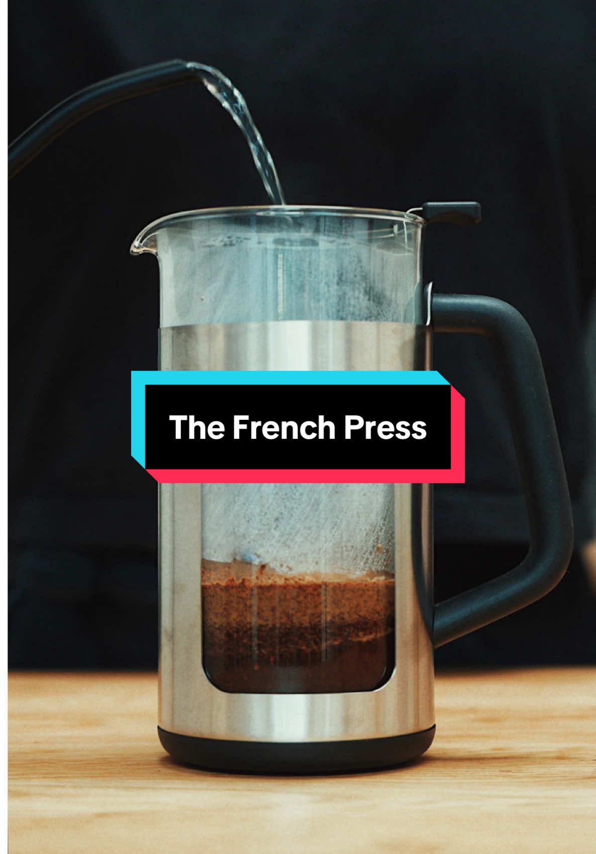 A post by @morgandrinkscoffee on TikTok caption: I’d take my French press to a deserted desert island for sure #barista #coffee 