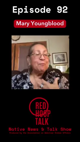 A post by @americanindianaffairsorg on TikTok caption: On the latest episdoe of Red Hoop Talk, special guest Mary Youngblood (Seminole and Aleut), a trailblazing musician talks about the healing power of Native humor. Watch the full episode here: https://www.youtube.com/live/gtTT4NtHMqM?si=kjPfBxvOsIVgNpqq 😄 #ClosetoCulture