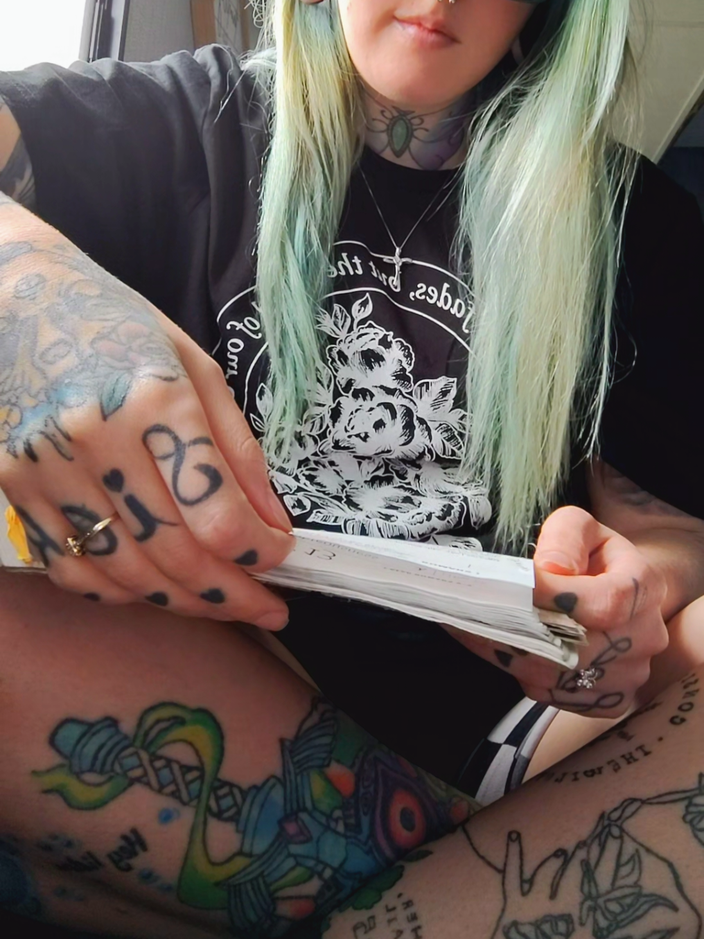 A post by @inkdm0m on TikTok caption: 📖❤️‍🩹❤️‍🔥#jesuslovesyou #tattooedchristian #alternativechristian #jesusfreak #hopecore #healingtiktok 
