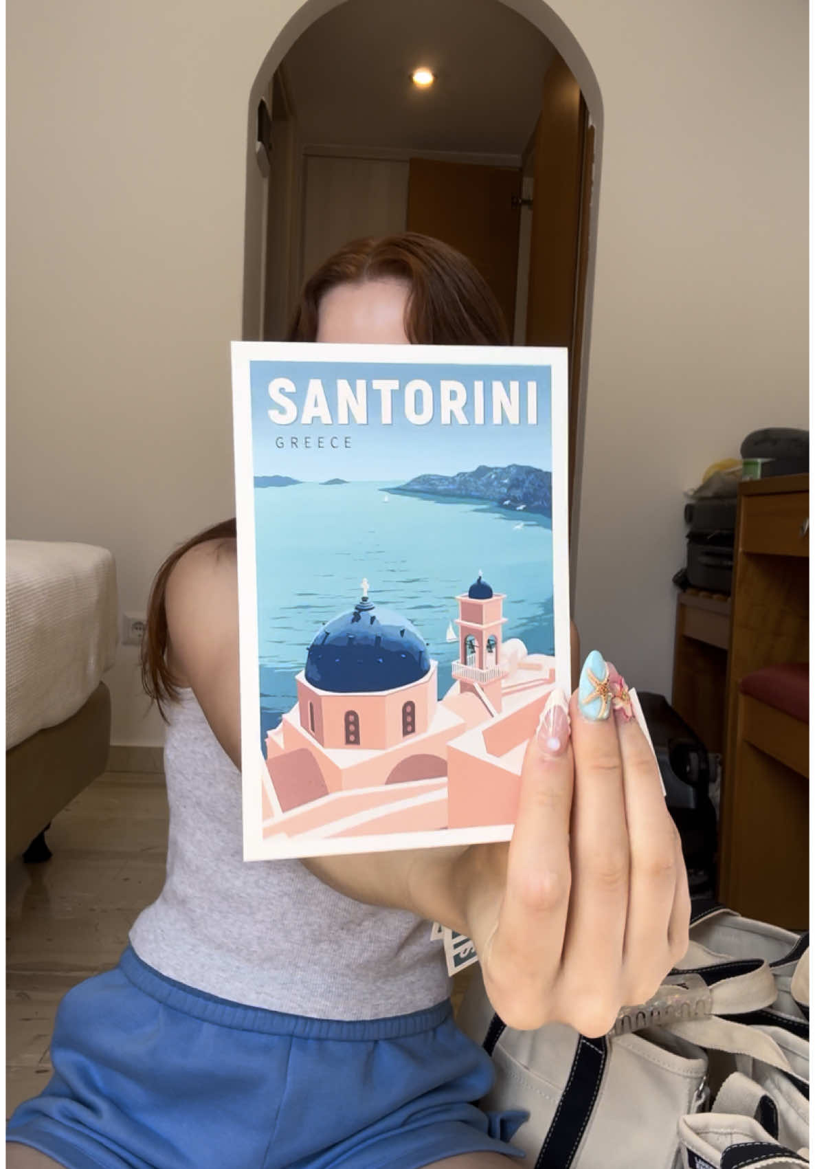 A post by @savsgotcake on TikTok caption: Made gift bags for the girls that joined, thanks for making my dreams come true!!🐚🇬🇷🫶🏼 #girlstrip #santorini #greece #greecetravel #giftbag @Lands’ End @Summer Fridays @MERIT Beauty @Liquid I.V. @PURELL Brand @Amazon @Michaels Stores 