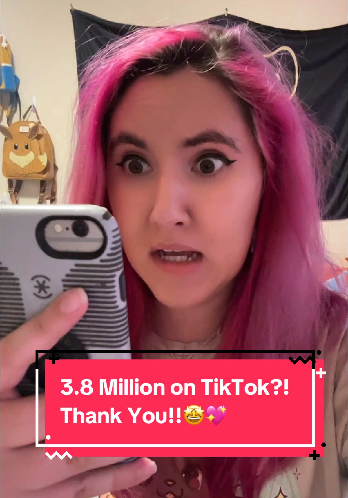 A post by @bigsisofanime on TikTok caption: 3.8 Million?! 🤯🤩 Thank you all SO MUCH for liking my content and supporting me!! 🥹💖