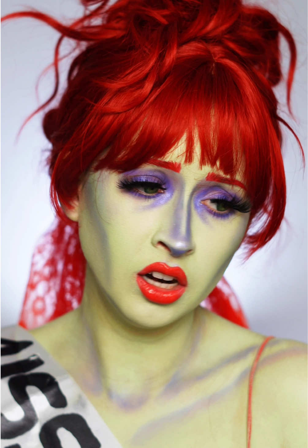 A post by @whosbeth_ on TikTok caption: Movie Alphabet Makeup Challenge: B is for Beetlejuice💚 #missargentina #beetlejuice #makeup #cosplayer #moviechallenge 