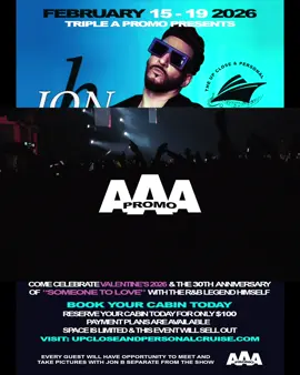 A post by @officialjonb1 on TikTok caption: To my R&B lovers, I’m so excited to announce the @Upclose & Personal Cruise with me for next year on the Carnival Firenze Ship as we sail off to Catalina and Ensenada February 15-19, 2026. @tripleapromo  #JonB #UpcloseAndPersonalCruise #TripleAPromotions 