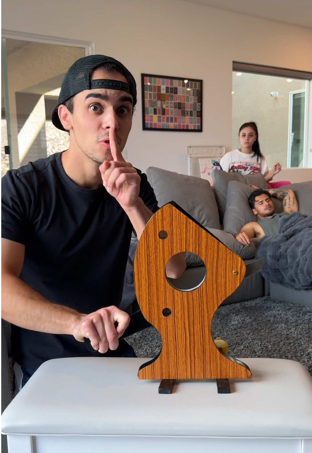 A post by @pasmagic on TikTok caption: Arm Chopper Prank! @rodrigonavarromagic @Laurynkyle @AJ Sciarrino #magic #prank #magician #fyp 