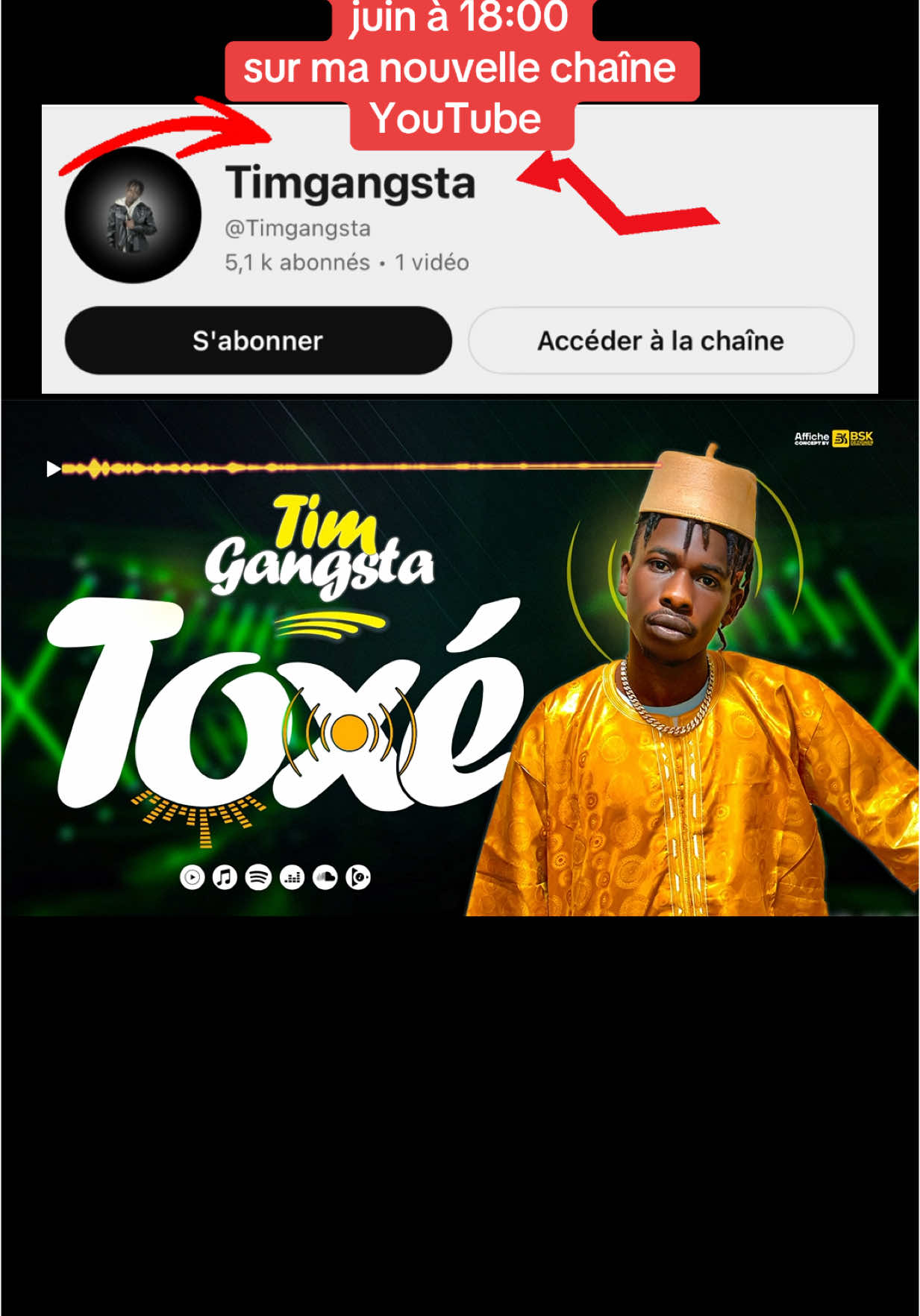 A post by @timgangstaofficiel on TikTok caption: Le titre TOXÉ Disponible le 07 juin à 18:00 sur ma nouvelle chaîne YouTube @timgangsta  @Tim gangsta @Savoirsoninke🥇 @Mr le noir @saibou tapa soumare @13 juin 🎂❤️ @Ismo soum @Homme sans frontière 🇲🇱🇲🇷 @17’🦋 @20 juin 🎂🎉🎉 @WayneGangsta 