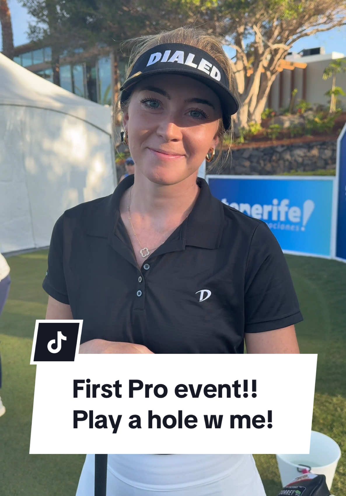 A post by @graceeecharisss on TikTok caption: First hole in Tenerife w @Ladies European Tour #golf 