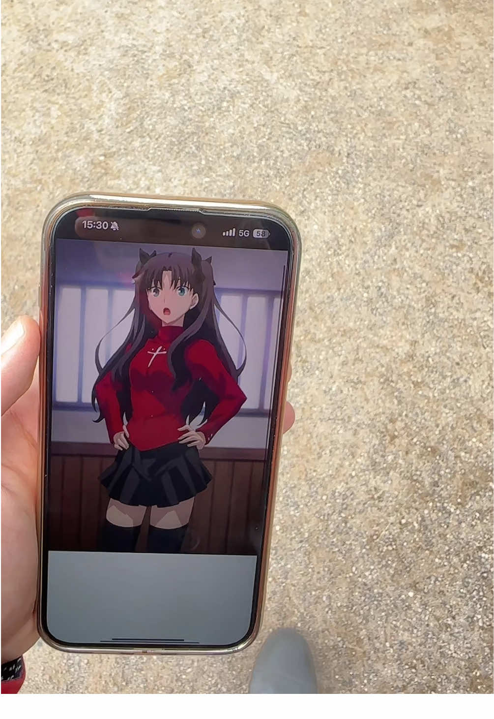 A post by @ on TikTok caption: ❤️ #rintohsaka #rintohsakacosplay #fate #fatecosplay #archer #archerfate #dokomi #dokomi2025 